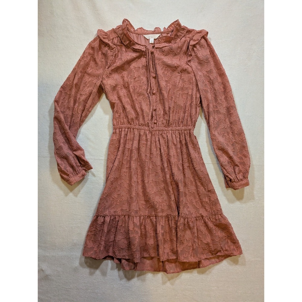 Lc Lauren‎ Conrad pink floral ruffle long sleeve dress size XS
